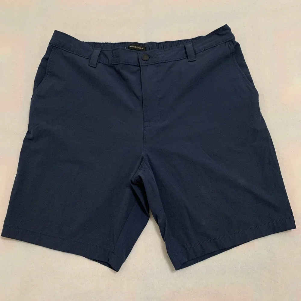 Banana Republic Performance Shorts Mens Size 38 Navy Blue Stretch Golf 9